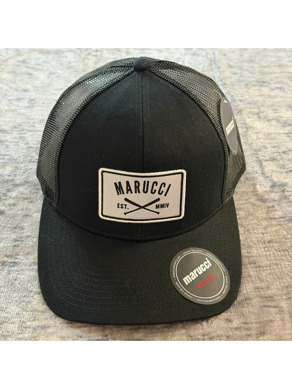 Marucci Trucker Hat MAHTTRPCS Youth Snapback Black Baseball Cap Mesh